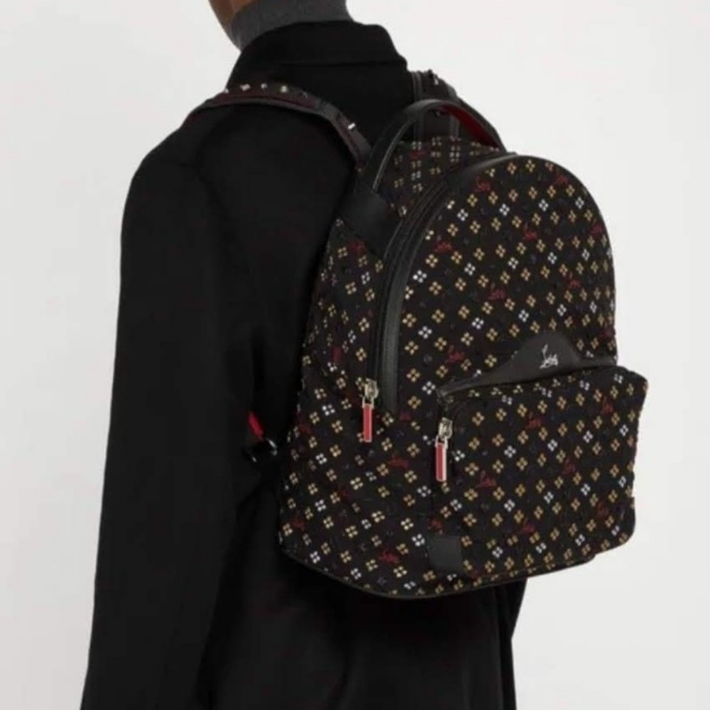CHRISTIAN LOUBOUTIN Blackloubi Metallic Embroidered Backpack - UNISEX